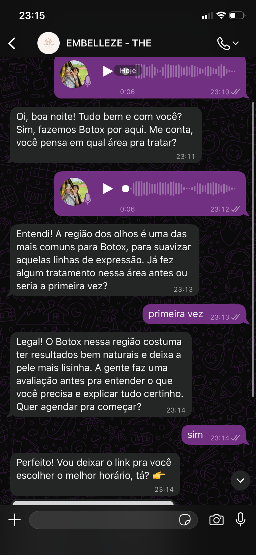 IA entendendo áudio e respondendo sobre Botox